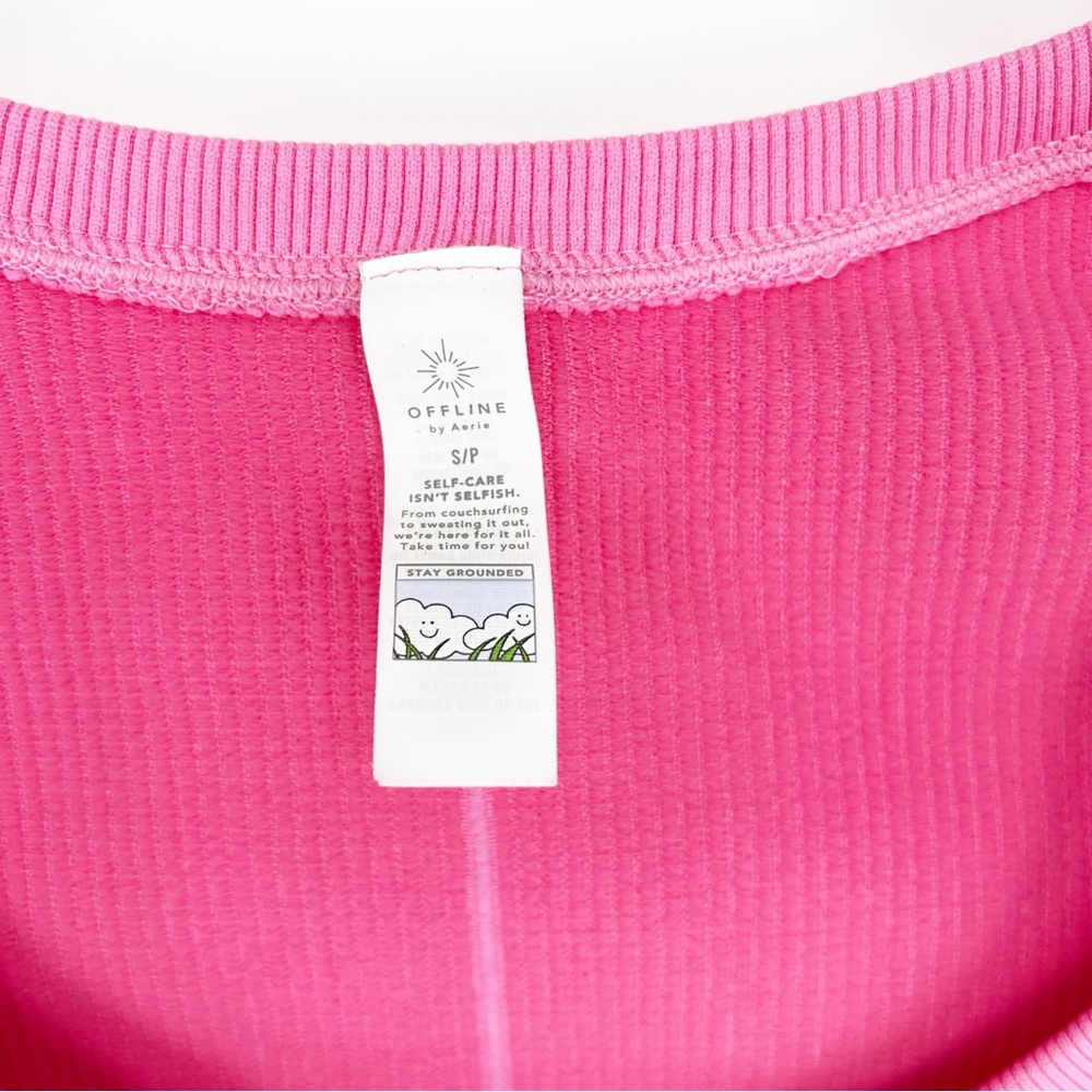 Aerie Ribbed Cropped Top S Pink - Picture 5 of 6
